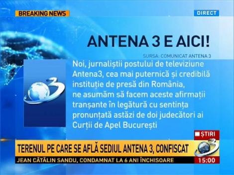 Mihai Gâdea a citit în direct la Antena 3 un comunicat referitor la verdictul din dosarul privatizării ICA