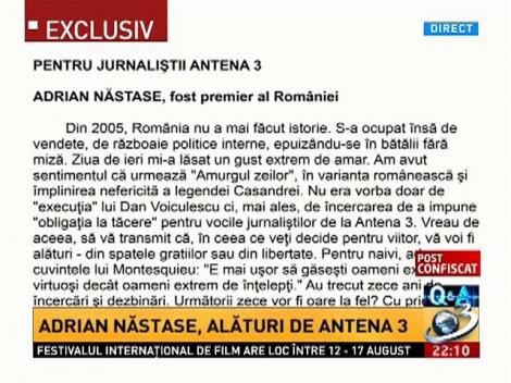 Adrian Năstase, alături de Antena 3