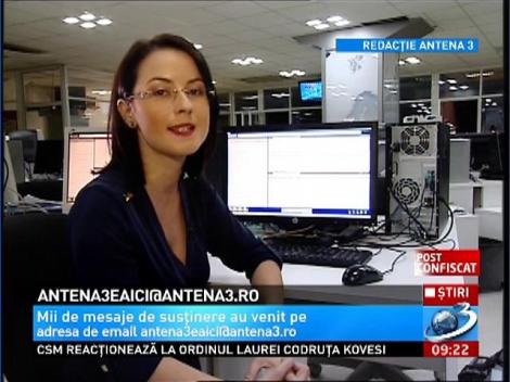Mii de rom&acirc;ni trimit mesaje de susţinere pentru Antena 3