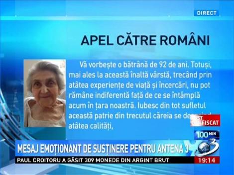 Mesaj emoţionant de susţinere pentru Antena 3