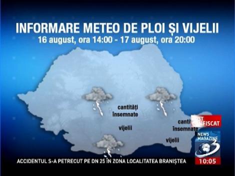 Atenţionare de PLOI şi VIJELII până duminică seară. Vezi zonele vizate