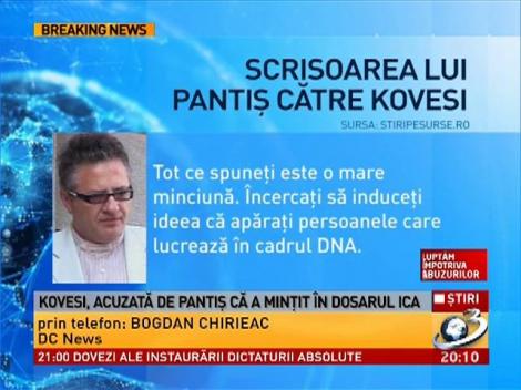 Kovesi, acuzată de Pantiş că a minţit în dosarul ICA