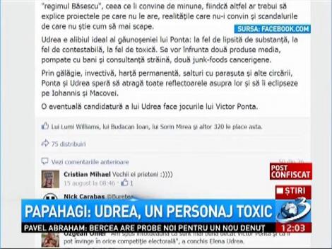 Elena Udrea, ATACATĂ DUR de Adrian Papahagi: Este toxică, un junk-food cancerigen