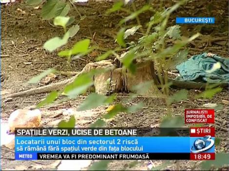 Locatarii unui bloc din sectorul 2 al Capitalei riscă să răm&acirc;nă fără spaţiul verde din faţa blocului