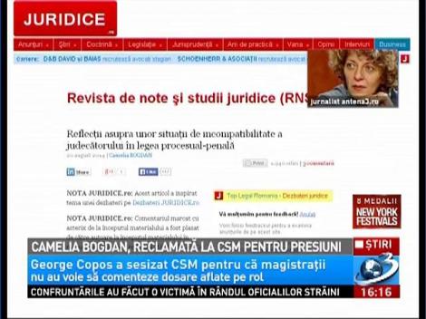 Camelia Bogdan, reclamată la CSM pentru presiuni