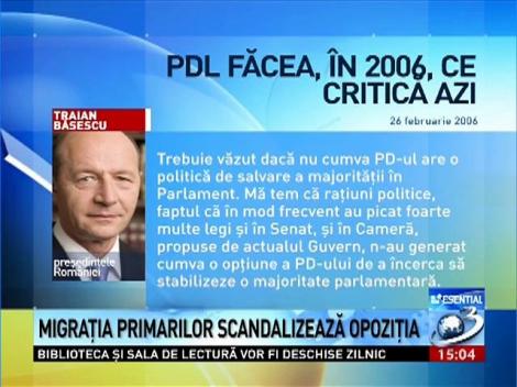 Migraţia primarilor, scandalizează opoziţia