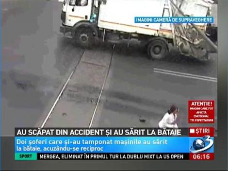 Bătaie în mijlocul străzii la Brăila, după un accident rutier