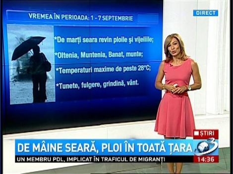 Ploi &icirc;n majoritatea zonelor ţării