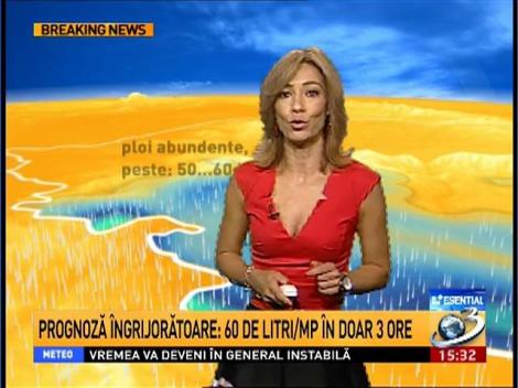 Prognoză meteo &icirc;ngrijorătoare: 60 de litri/MP &icirc;n doar c&acirc;teva ore