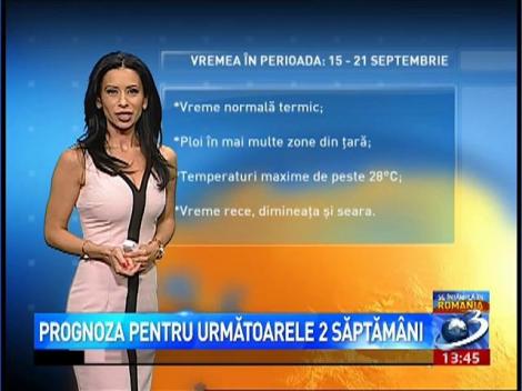 Prognoza pentru următoarele 2 săptăm&acirc;ni
