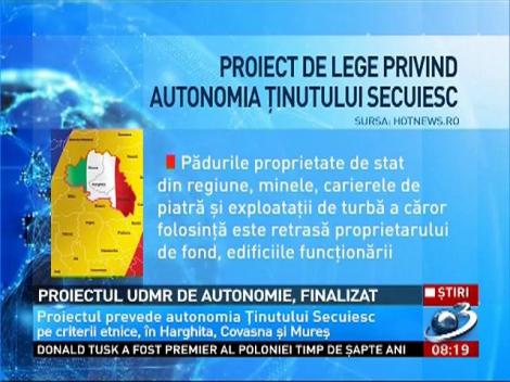 Proiectul UDMR de autonomie, finalizat