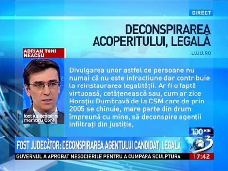 Fost judecător: Deconspirarea agentului candidat, legală