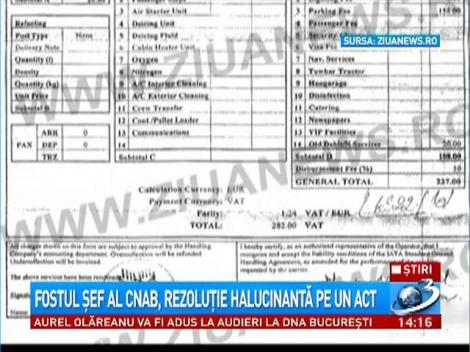 Fostul şef al CNAB, rezoluţie halucinantă pe un act