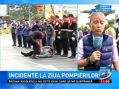 Incidente la Ziua Pompierilor. Un bărbat s-a &icirc;ntins &icirc;n faţa oficialilor prezenţi la eveniment