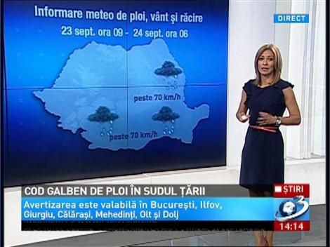 Cod galben de ploi &icirc;n sudul ţării