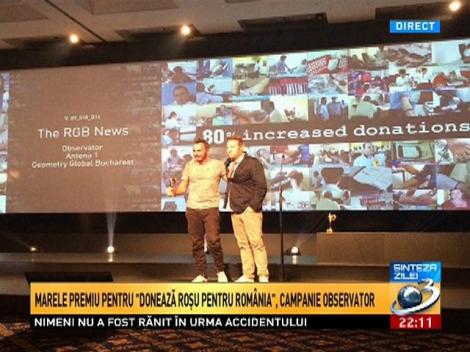 Marele premiu pentru campania "Donează pentru Rom&acirc;nia", campanie Observator