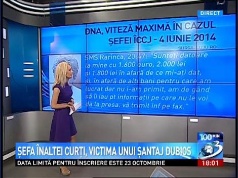 100 de Minute: Şefa &Icirc;naltei Curţi, victima unui şantaj dubios
