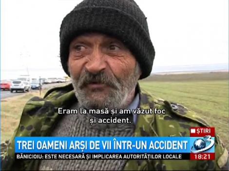Trei oameni arşi de vii &icirc;ntr-un accident