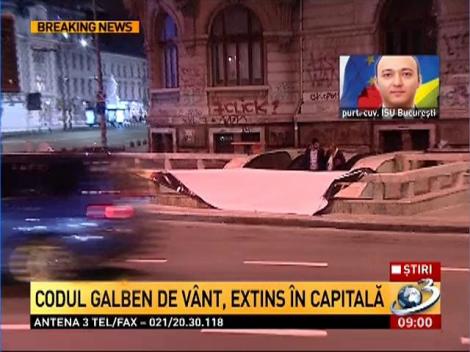 Codul galben de v&acirc;nt, extins &icirc;n Bucureşti şi alte 14 judeţe p&acirc;nă la ora 14