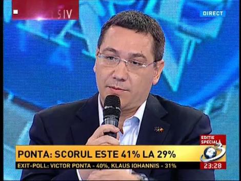 Victor Ponta: Rezultatul este 41% la 29%