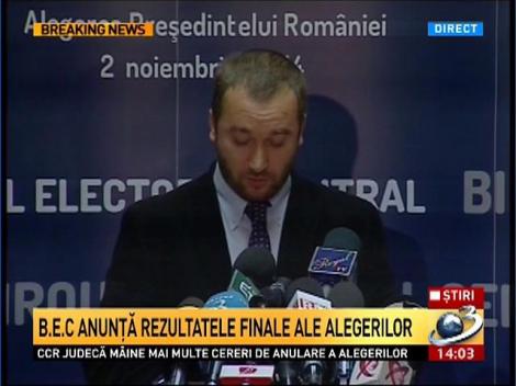 B.E.C anunţă rezultatele finale ale alegerilor