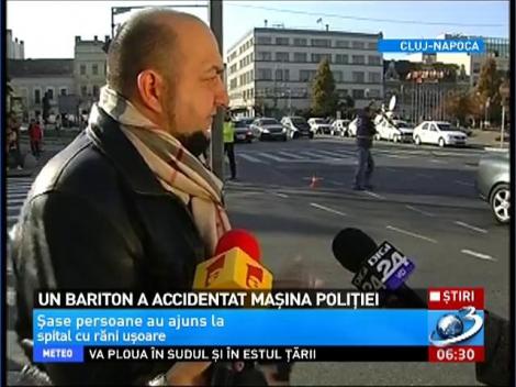 Un bariton a accidentat maşina Poliţiei