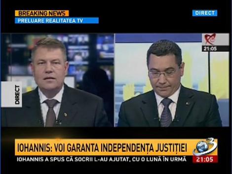 Confruntarea Ponta-Iohannis!Ponta: Ca preşedinte, nu voi mai fi şef de partid ca Băsescu