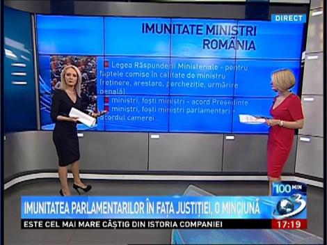 100 de Minute: Imunitatea parlamentarilor &icirc;n faţa justiţiei, o minciună