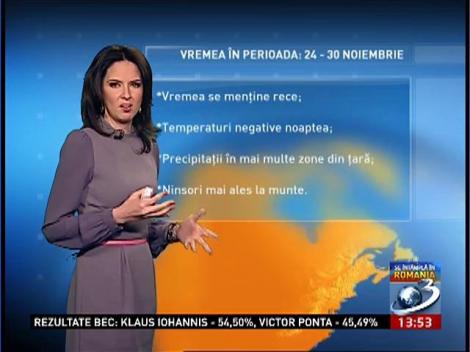 Vremea &icirc;n perioada 24-30 noiembrie