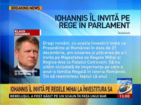 Klaus Iohannis &icirc;l invită pe Regele Mihai la &icirc;nvestitura sa