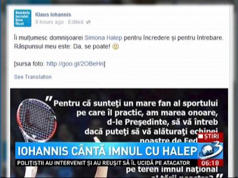 Iohannis c&acirc;ntă imnul cu Halep