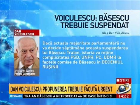 Dan Voiculescu propune suspendarea lui Băsescu