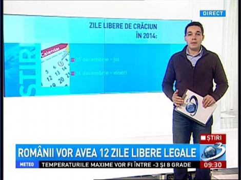 Din 2015, vor fi mai multe zile libere stabilite drept sărbători legale