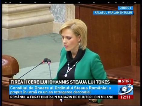 Senatoarea Gabriela Firea îi cere lui Iohannis steaua lui Tokes