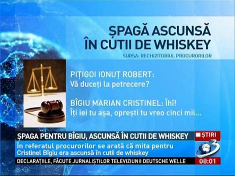 Şpaga pentru Bîgiu, ascunsă în cutii de whiskey