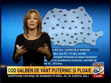 Cod galben de v&acirc;nt puternic şi ploaie