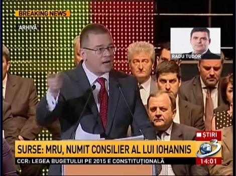 Surse: MRU, numit consilier al lui Iohannis