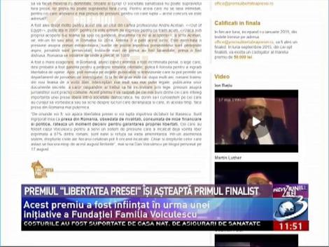 Premiul "Libertatea Presei" îşi află primul finalist