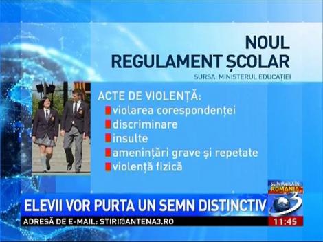 Elevii vor purta un semn distinctiv