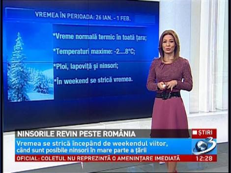 Ninsorile revin peste Rom&acirc;nia