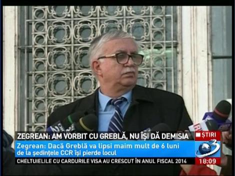 Preşedintele CCR, Augustin Zegrean, a explicat că Toni Greblă va părăsi Curtea Constituţională doar dacă va fi trimis în judecată