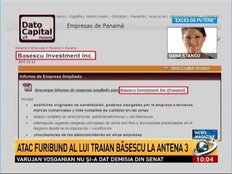 Traian Băsescu atacă Antena 3, după dezvăluirile privind firmele din Panama. Oana Stancu: E clar că am atins un punct sensibil