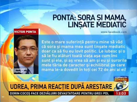 Ponta: Sora şi mama, linşate mediatic