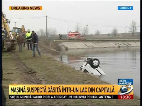 Maşină suspectă gasită &icirc;ntr-un lac din Capitală