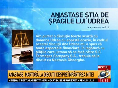 Anastase, martoră la discuţii despre &icirc;mpărţirea şpăgii