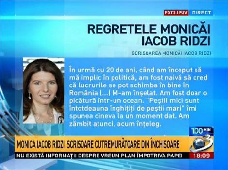 100 de minute. Monica Iacob Ridzi: Peştii mici sunt întotdeauna înghiţiţi de peştii mari