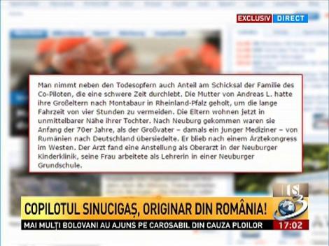 Copilotul sinucigaş este originar din România