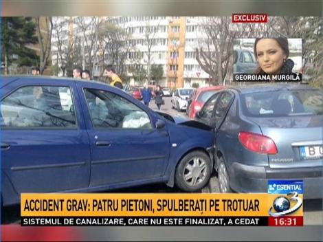 Accident grav &icirc;n Bucureşti. Şase oameni, spulberaţi pe trotuar. Două dintre victime, &icirc;n stare gravă