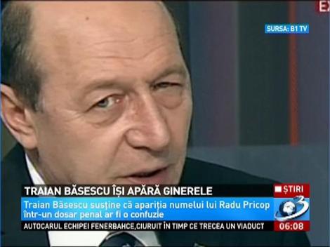 Traian Băsescu îşi apără ginerele