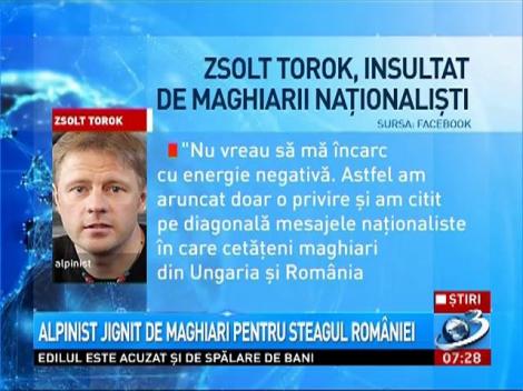 Alpinist arădean, insultat de maghiari pentru steagul României